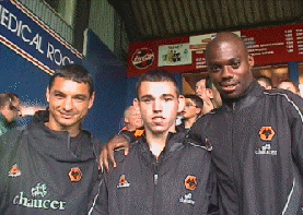 Vio Markand George in with the fans at Luton